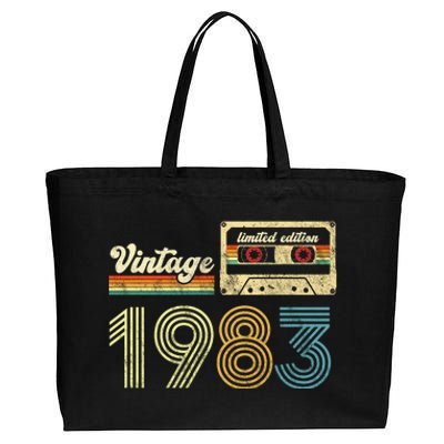 vintage cassette 1983 Retro Birthday 40th Dad Birthday Gift Grandpa Birthday Cotton Canvas Jumbo Tote