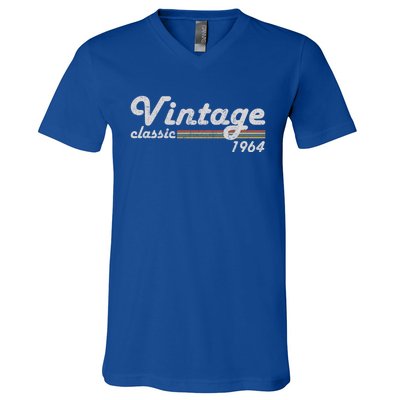 Vintage Classic 1964 Retro Year 60th Birthday Celebrations Cool Gift V-Neck T-Shirt