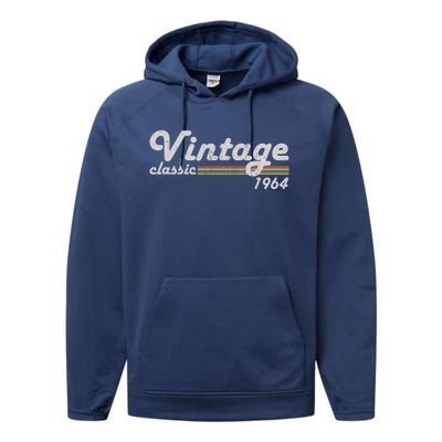 Vintage Classic 1964 Retro Year 60th Birthday Celebrations Cool Gift Performance Fleece Hoodie