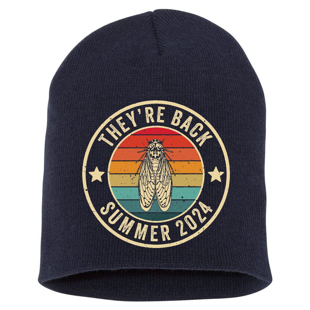 Vintage Cicada 2024 They Are Back Summer 2024 Short Acrylic Beanie