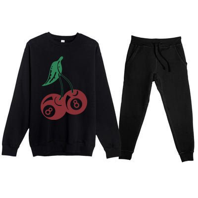 Vintage Cherry 8 Ball 90s Graphic Premium Crewneck Sweatsuit Set