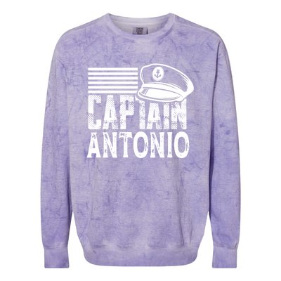 Vintage Captain Antonio Personalized Boating Captain Gift Colorblast Crewneck Sweatshirt