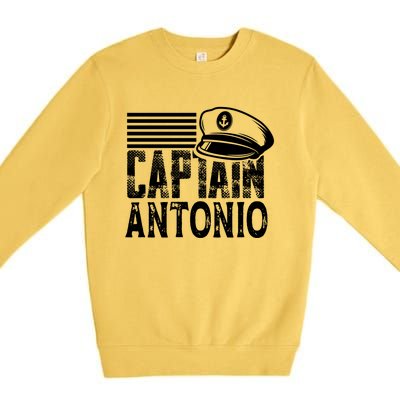 Vintage Captain Antonio Personalized Boating Captain Gift Premium Crewneck Sweatshirt