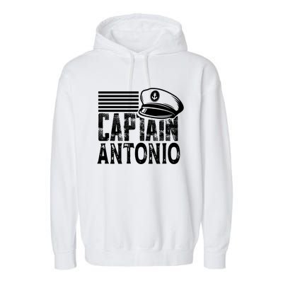 Vintage Captain Antonio Personalized Boating Captain Gift Garment-Dyed Fleece Hoodie