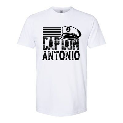 Vintage Captain Antonio Personalized Boating Captain Gift Softstyle CVC T-Shirt