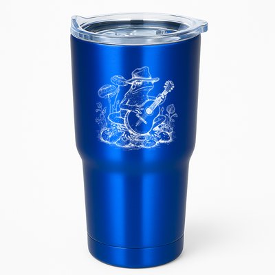 Vintage Cottagecore Aesthetic Frog Mushroom Playing Banjo Gift Tumbler