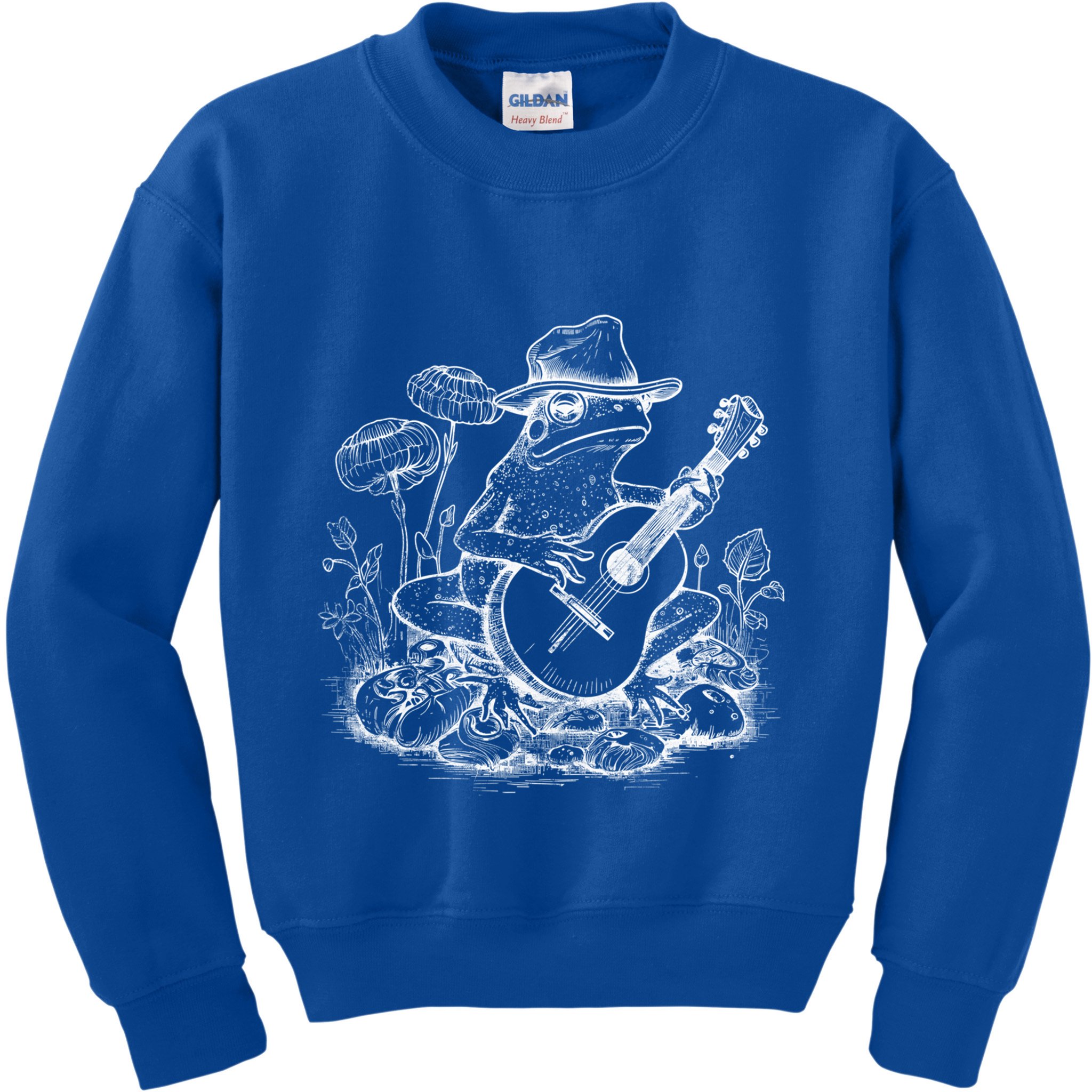 Vintage Cottagecore Aesthetic Frog Mushroom Playing Banjo Gift Kids Sweatshirt