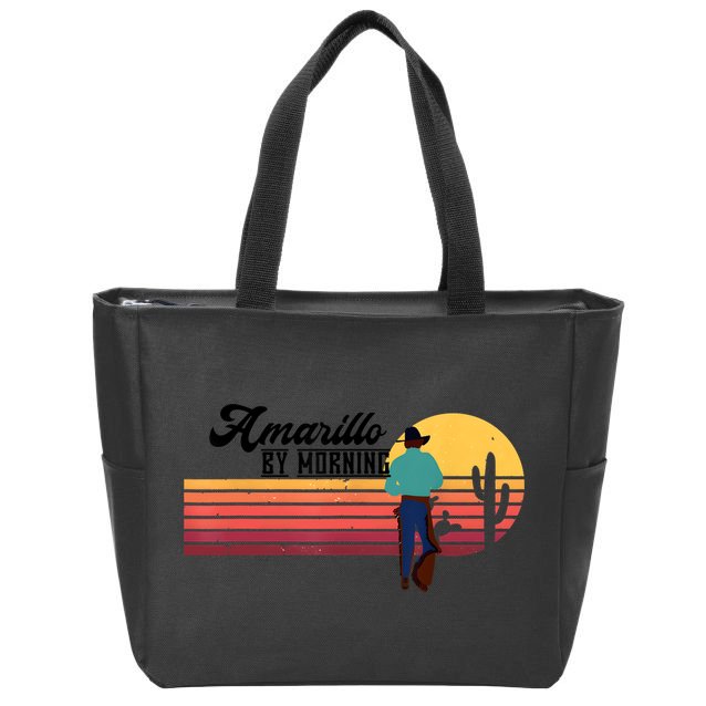 Vintage Cowboy Amarillo By Morning Cactus Western Country Zip Tote Bag