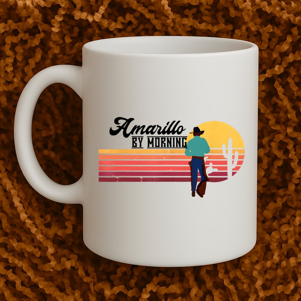 Vintage Cowboy Amarillo By Morning Cactus Western Country Mug