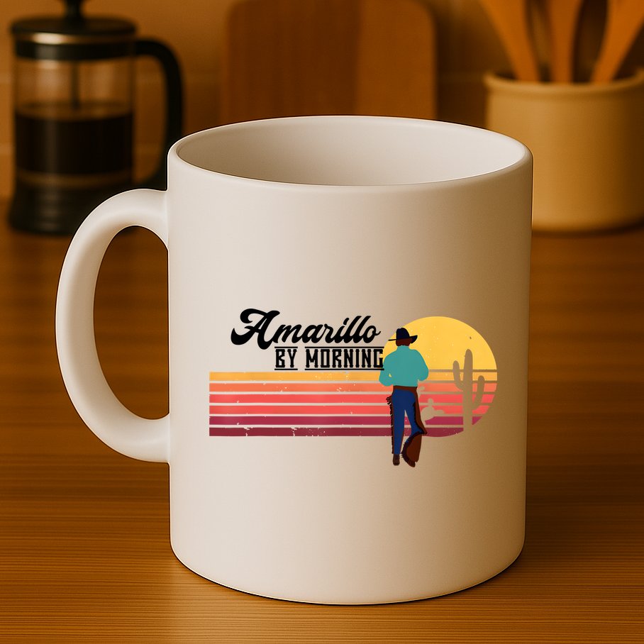 Vintage Cowboy Amarillo By Morning Cactus Western Country Mug