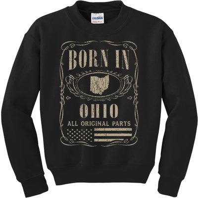 Vintage Classic America Land Map US States Born Ohio Kids Sweatshirt