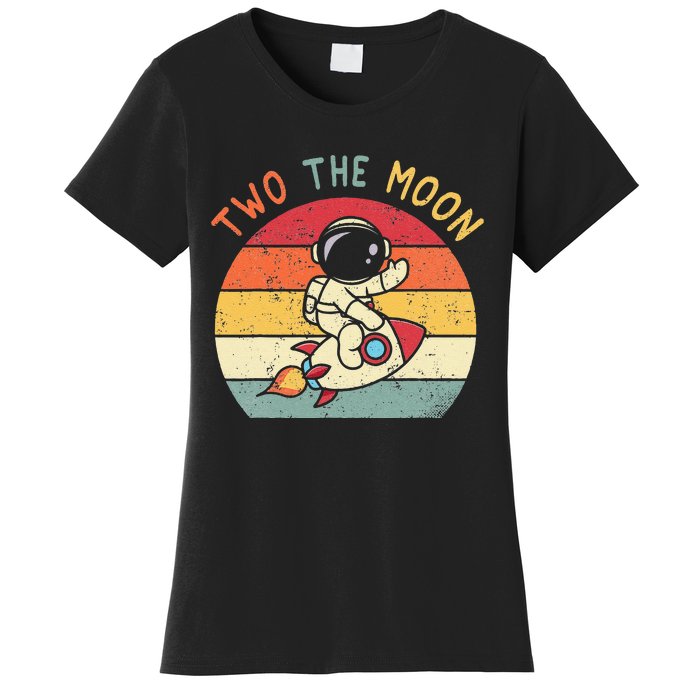 Vintage Cute Astronaut Two The Moon 2nd Birthday Space Gift Women's T-Shirt