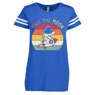 Vintage Cute Astronaut Two The Moon 2nd Birthday Space Gift Enza Ladies Jersey Football T-Shirt