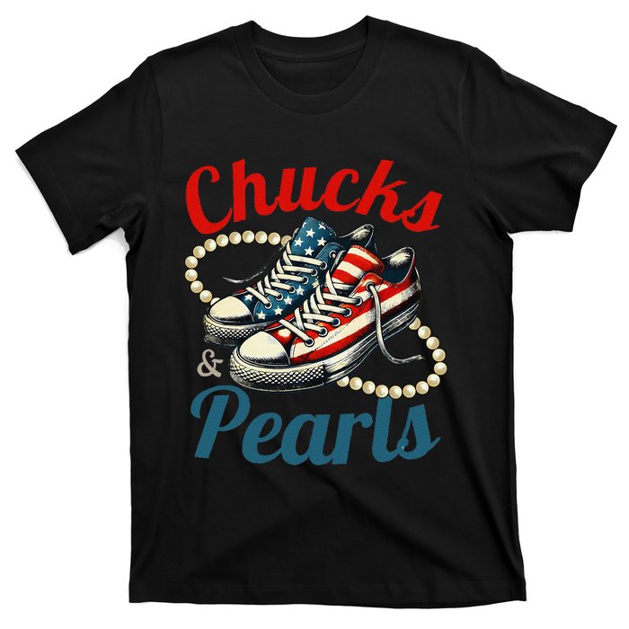 Vintage Chucks And Pearls 2024 Black History Proud Mother T-Shirt