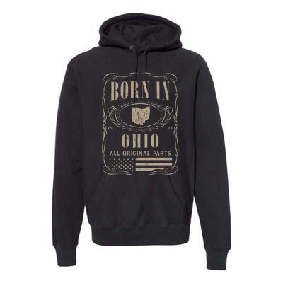 Vintage Classic America Land Map US States Born Ohio Premium Hoodie