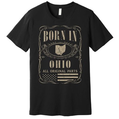 Vintage Classic America Land Map US States Born Ohio Premium T-Shirt