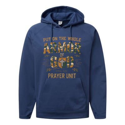 Vintage Camo Armor Of God Christians Religious Camouflage Performance Fleece Hoodie