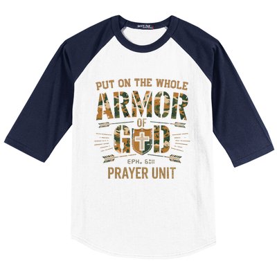 Vintage Camo Armor Of God Christians Religious Camouflage Baseball Sleeve Shirt