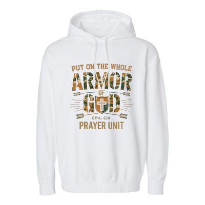 Vintage Camo Armor Of God Christians Religious Camouflage Garment-Dyed Fleece Hoodie