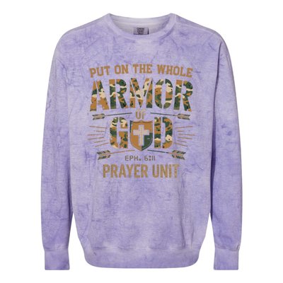 Vintage Camo Armor Of God Christians Religious Camouflage Gift Colorblast Crewneck Sweatshirt