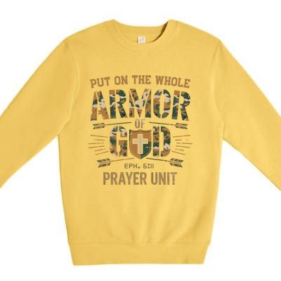 Vintage Camo Armor Of God Christians Religious Camouflage Gift Premium Crewneck Sweatshirt