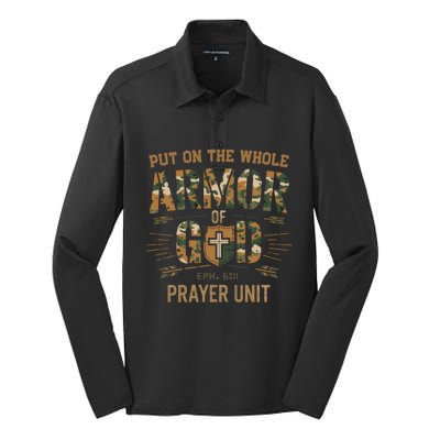 Vintage Camo Armor Of God Christians Religious Camouflage Gift Silk Touch Performance Long Sleeve Polo