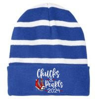 Vintage Chucks And Pearls Kamala 2024 Gift Striped Beanie with Solid Band