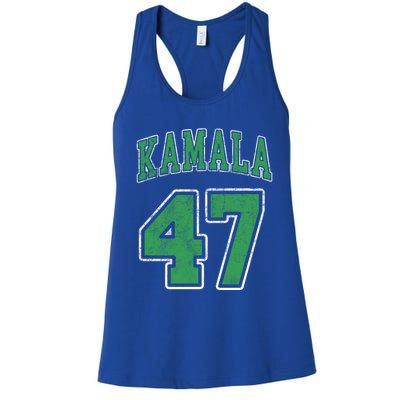 Vintage Cute Athletic Green Kamala 47 Jersey #47 Distressed Meaningful Gift Women's Racerback Tank