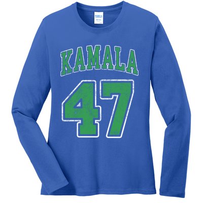 Vintage Cute Athletic Green Kamala 47 Jersey #47 Distressed Meaningful Gift Ladies Long Sleeve Shirt