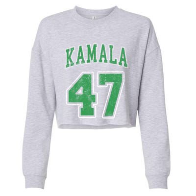 Vintage Cute Athletic Green Kamala 47 Jersey #47 Distressed Meaningful Gift Cropped Pullover Crew