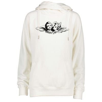 Vintage Cupid Angel Cherubs In Cloud Artist Engraving Gift Womens Funnel Neck Pullover Hood