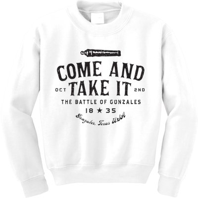 Vintage Come And Take It The Battle Of Gonzales 1835 Kids Sweatshirt