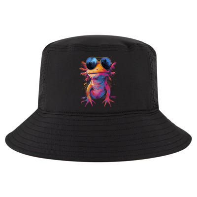 Vintage Colorful Axolotl Art With Sunglass - Cute Axolotl  Cool Comfort Performance Bucket Hat