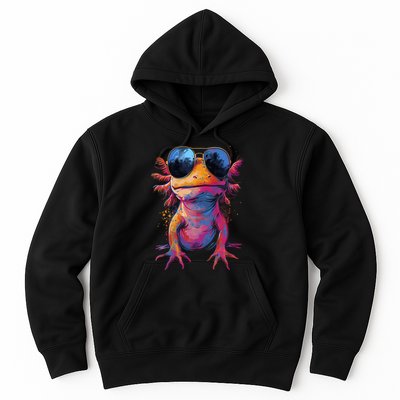 Vintage Colorful Axolotl Art With Sunglass - Cute Axolotl  Hoodie