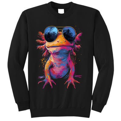 Vintage Colorful Axolotl Art With Sunglass - Cute Axolotl  Sweatshirt