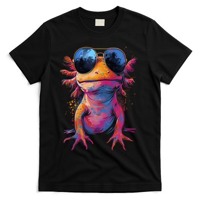Vintage Colorful Axolotl Art With Sunglass - Cute Axolotl  T-Shirt