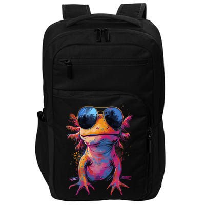 Vintage Colorful Axolotl Art With Sunglass - Cute Axolotl  Impact Tech Backpack