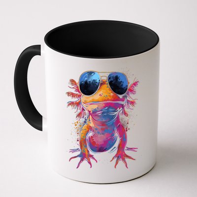 Vintage Colorful Axolotl Art With Sunglass - Cute Axolotl  Mug