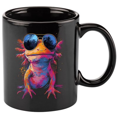 Vintage Colorful Axolotl Art With Sunglass - Cute Axolotl  11oz C Handle Ceramic Mug