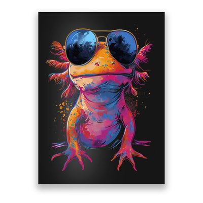 Vintage Colorful Axolotl Art With Sunglass - Cute Axolotl  Poster