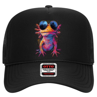 Vintage Colorful Axolotl Art With Sunglass - Cute Axolotl  Hat