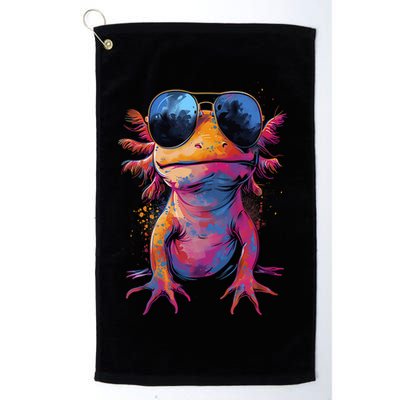 Vintage Colorful Axolotl Art With Sunglass - Cute Axolotl  Golf Towel