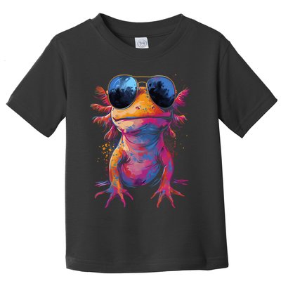 Vintage Colorful Axolotl Art With Sunglass - Cute Axolotl  Toddler T-Shirt