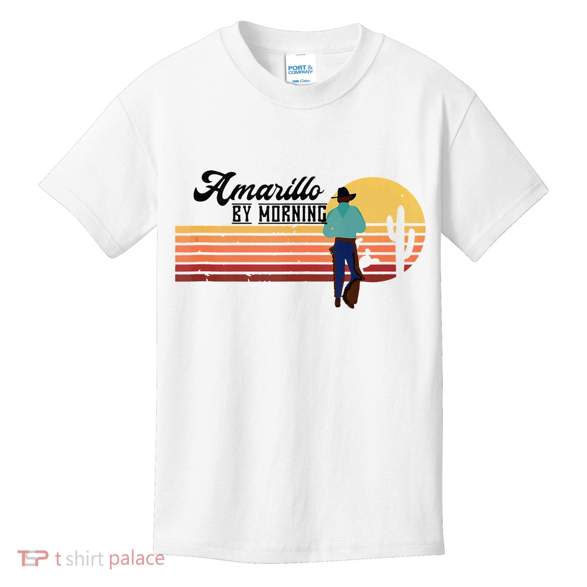 Vintage Cowboy Amarillo By Morning Cactus Western Country Kids T-Shirt
