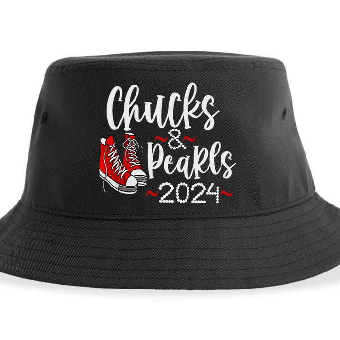 Vintage Chucks And Pearls Kamala 2024 Sustainable Bucket Hat