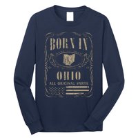 Vintage Classic America Land Map Us States Born Ohio Long Sleeve Shirt