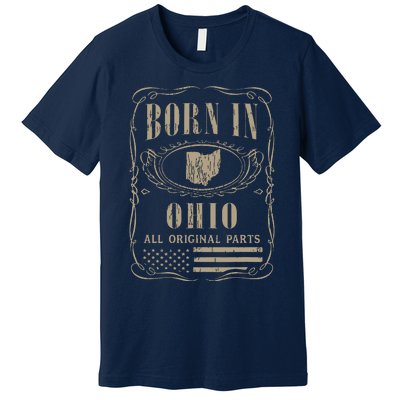 Vintage Classic America Land Map Us States Born Ohio Premium T-Shirt