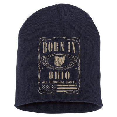 Vintage Classic America Land Map Us States Born Ohio Short Acrylic Beanie