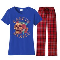 Vintage Cancun Beach Mexico Tattoo Ink Skull Cool Gift Women's Flannel Pajama Set