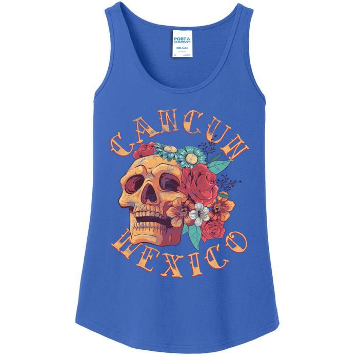 Vintage Cancun Beach Mexico Tattoo Ink Skull Cool Gift Ladies Essential Tank